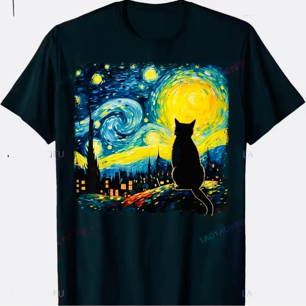 Starry Night Cat T-Shirt